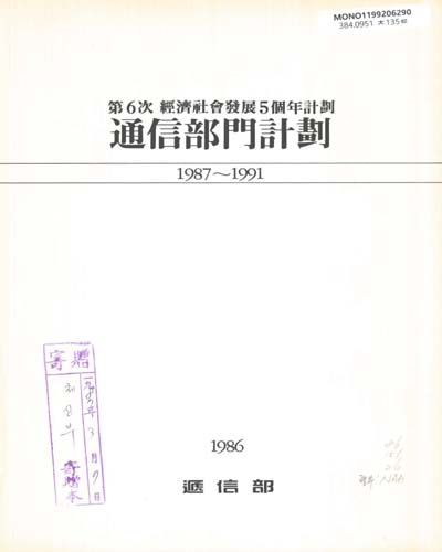 通信部門計劃, 第6次 經濟社會發展5個年計劃(1987-1991) / 체신부