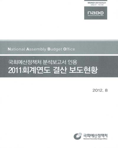 (2011회계연도)결산 보도현황 : 국회예산정책처 분석보고서 인용 / 국회예산정책처