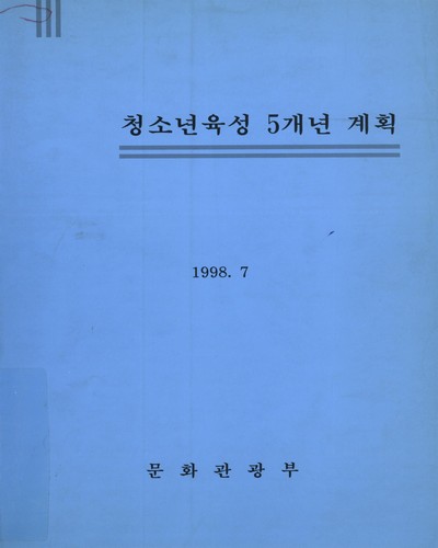 청소년육성 5개년 계획. 1998 / 문화관광부