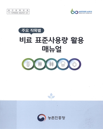 (주요 작목별) 비료 표준사용량 활용 매뉴얼