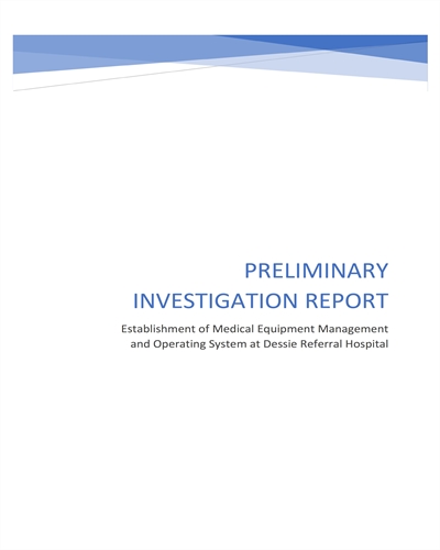 Establishment of a medical equipment management and operating system at Dessie Referral Hospital : preliminary investigation report : consulting report