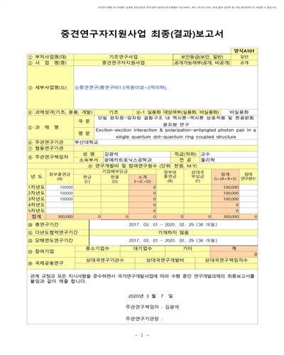 단일 양자점-양자링 결합구조 내 엑시톤-엑시톤 상호작용 및 편광얽힘 광자쌍 연구 [전자자료]
