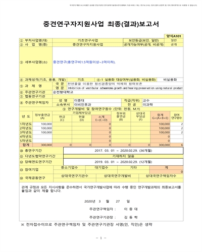 천연물을 이용한 청신경종양의 억제와 청력보존 [전자자료]