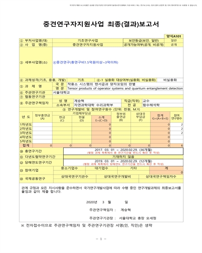 작용소 시스템의 텐서곱과 양자꼬임의 판별 [전자자료]