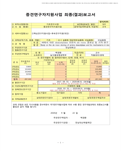 벼에서 아민 deacetylase 유전자 de novo 클로닝 및 기작 연구 [전자자료]