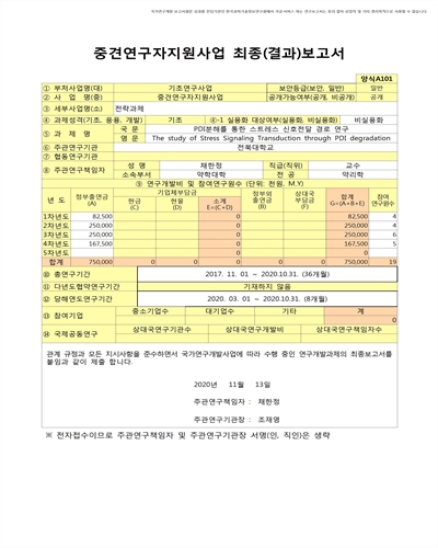 PDI분해를 통한 스트레스 신호전달 경로 연구 [전자자료]