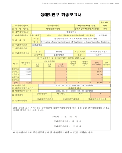 장기이식환자의 치료지시이행 측정 도구 개발 [전자자료]
