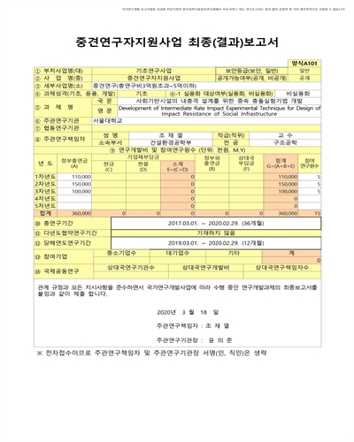 사회기반시설의 내충격 설계를 위한 중속 충돌실험기법 개발 [전자자료]