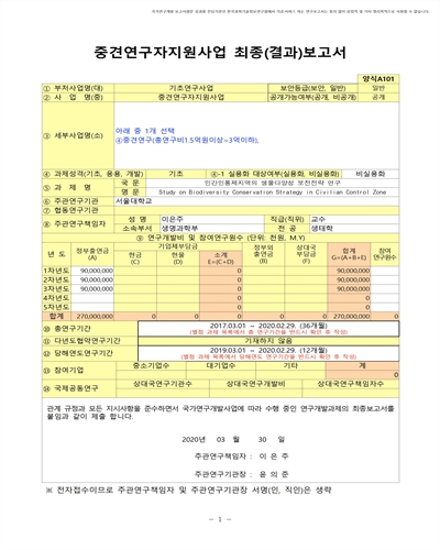 민간인통제지역 내 생물다양성 보전전략 연구 [전자자료]