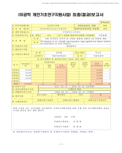 식품 부산물인 난각과 닭 깃털을 활용한 친환경 나노복합체 개발 [전자자료]