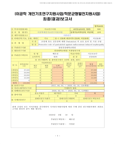 조영제 유도 신손상에 대한 Paricalcitol의 보호 효과 및 기전 규명 [전자자료]