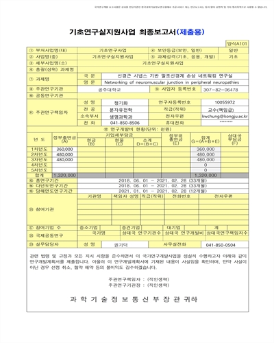 신경근 시냅스 기반 말초신경계 손상 네크워킹 연구실 [전자자료]