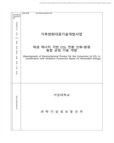 신재생에너지 기반 CO₂ 전환 산화-환원 융합 공정 기술 개발 [전자자료]