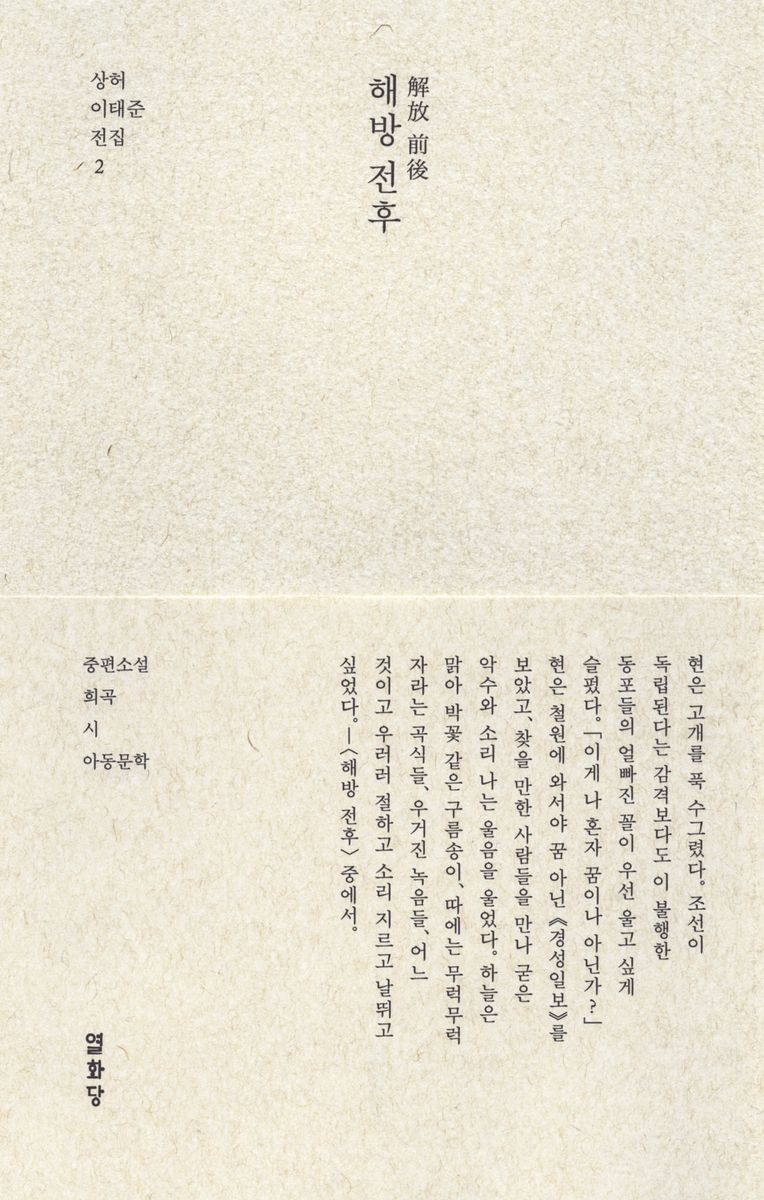 해방 전후 : 중편소설·희곡·시·아동문학