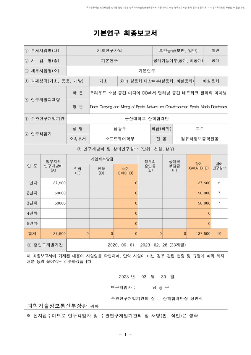 크라우드 소싱 공간 미디어 DB에서 딥러닝 공간 네트워크 질의와 마이닝 [전자자료]