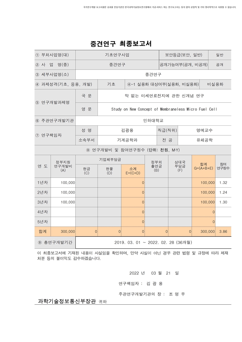 막 없는 미세연료전지에 관한 신개념 연구 [전자자료]