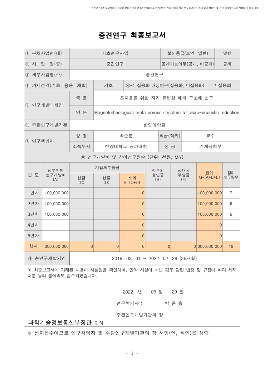 흡차음을 위한 자기 유변형 메타 구조체 연구 [전자자료]
