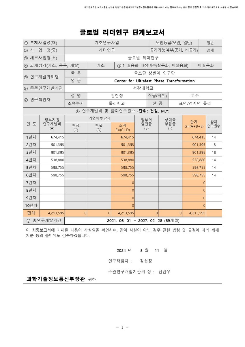 극초단 상변이 연구단 [전자자료]
