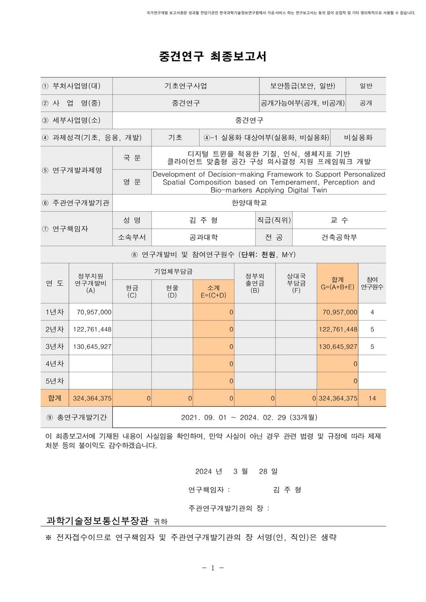 디지털 트윈을 적용한 기질, 인식, 생체지표 기반 클라이언트 맞춤형 공간 구성 의사결정 지원 프레임워크 개발 [전자자료]