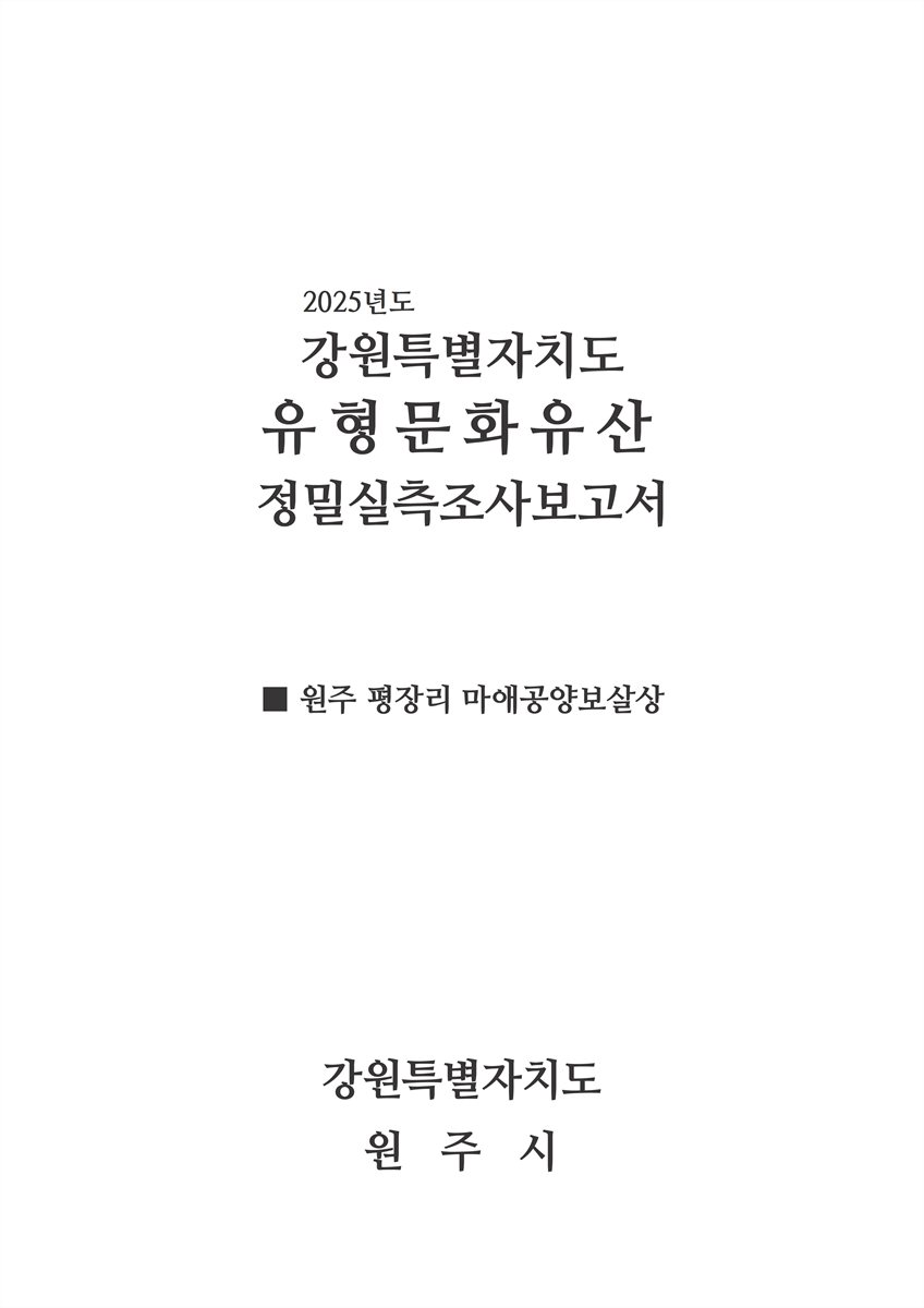 (2025년도) 강원특별자치도 유형문화유산 정밀실측조사보고서 : 원주 평장리 마애공양보살상
