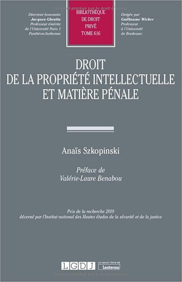 Droit de la propriété intellectuelle et matière pénale