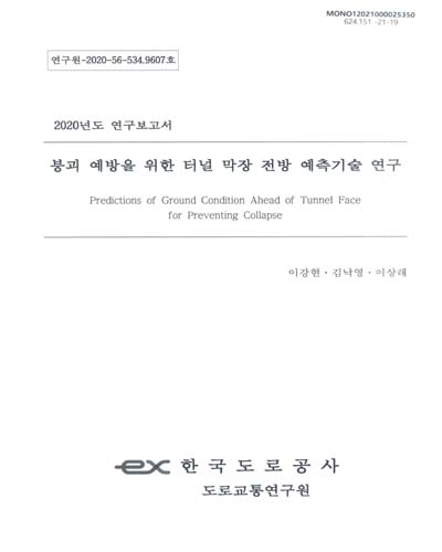 붕괴 예방을 위한 터널 막장 전방 예측기술 연구 = Predictions of ground condition ahead of tunnel face for preventing collapse