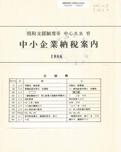 (租稅支援制度를 中心으로 한)中小企業納稅案內