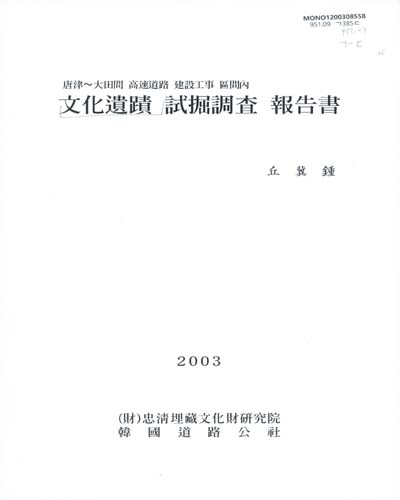 唐津-大田間 高速道路 建設工事 區間內 文化遺蹟 試掘調査 報告書