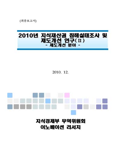 (2010년) 지식재산권 침해실태조사 및 제도개선 연구. 2, 제도개선 분야 [전자자료]