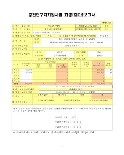 햅틱 질감의 통합적 모델링 및 렌더링 [전자자료]