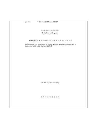 Load-Proof SOFC용 차세대 전극 소재 및 계면 제어 기술 개발 [전자자료]