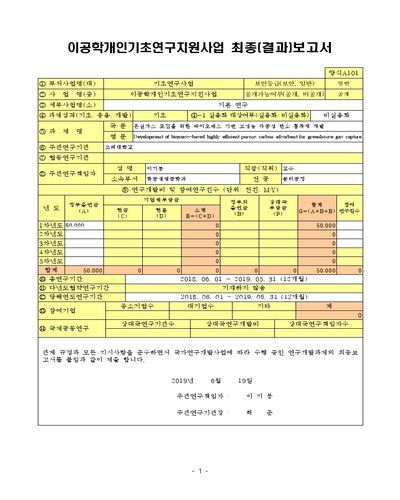 온실가스 포집을 위한 바이오매스 기반 고성능 다공성 탄소 흡착제 개발 [전자자료]