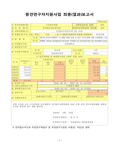 네트웍 실시간 임베디드 시스템을 위한 “믿을 수 있는” 소프트웨어 개발 프레임워크 기술 [전자자료]
