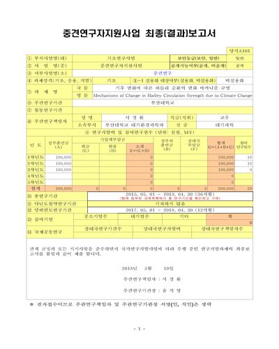 기후 변화에 따른 해들리 순환의 변화 메커니즘 규명 [전자자료]