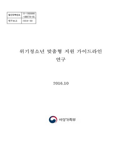 위기청소년 맞춤형 지원 가이드라인 연구 [전자자료]
