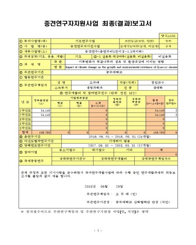 기후변화가 떡갈나무의 생육 및 환경내성에 미치는 영향 [전자자료]