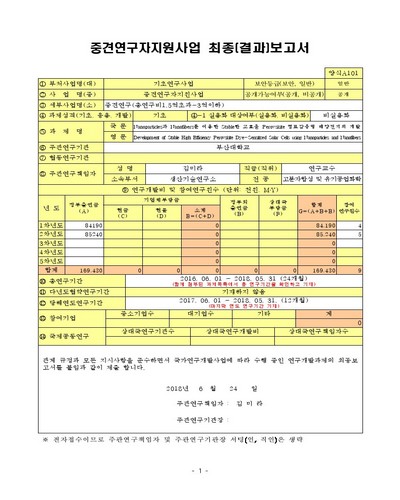 Nanoparticles과 Nanofibers를 이용한 Stable한 고효율 Perovskite 염료감응형 태양전지의 개발 [전자자료]