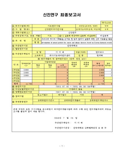우리나라 역사적 기록물을 근거로 한 암과 알러지 질환에 대한 신규 치료물질 발굴 [전자자료]