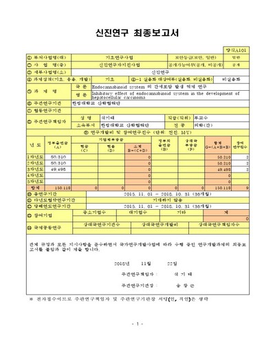 Endocannabinoid system 의 간세포암 발생 억제 연구 [전자자료]