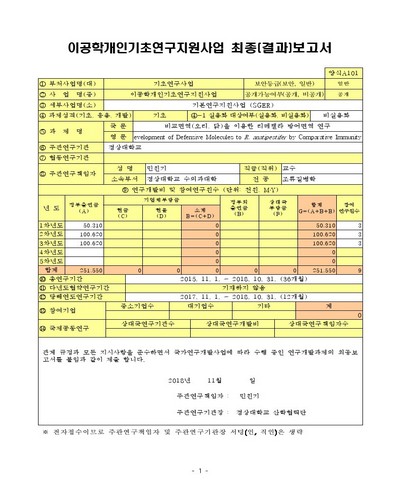 비교면역(오리, 닭)을 이용한 리메렐라 방어면역 연구 [전자자료]