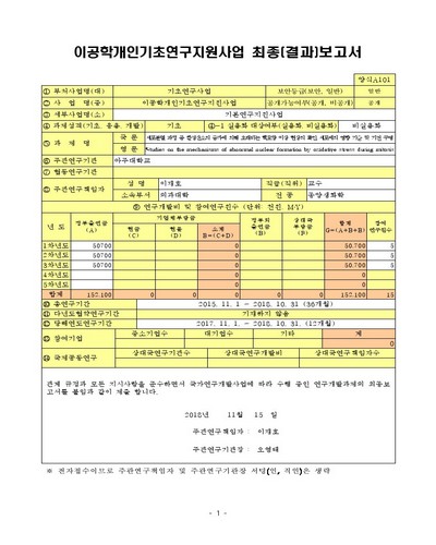 세포분열 과정 중 활성산소의 증가에 의해 초래되는 핵모양 이상 현상의 확인, 세포에의 영향 기술 및 기전 구명 [전자자료]