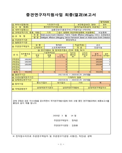 Multi-source Event Detection 기반의 지능형 Affective Lifelogging 서비스 프레임워크 [전자자료]