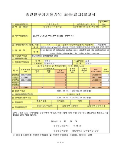 대장암에서 ADAM12의 분자적 기전과 암표지자로서의 가능성에 관한 연구 [전자자료]