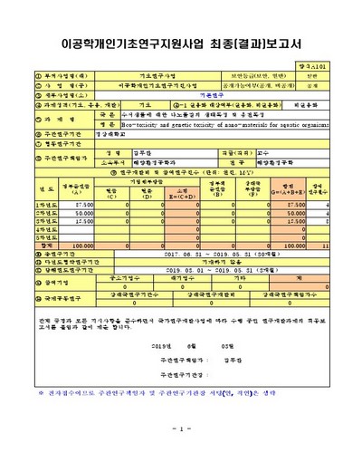 수서생물에 대한 나노물질의 생태독성 및 유전독성 [전자자료]