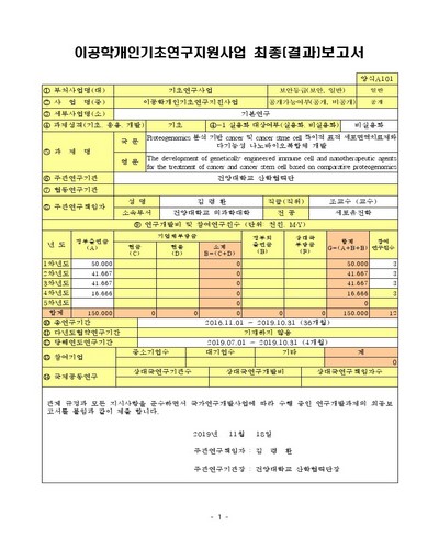Proteogenomics 분석 기반 cancer 및 cancer stme cell 특이적 표적 세포면역치료제와 다기능성 나노바이오복합체 개발 [전자자료]