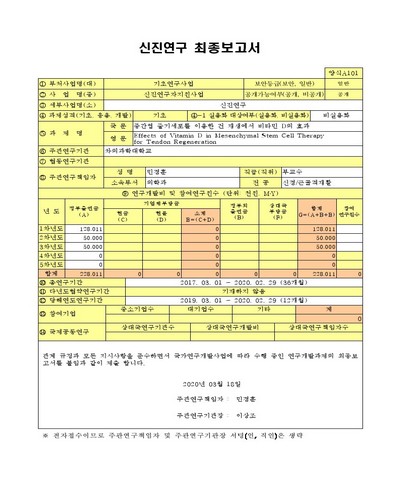 중간엽 줄기세포를 이용한 건 재생에서 비타민 D의 효과 [전자자료]