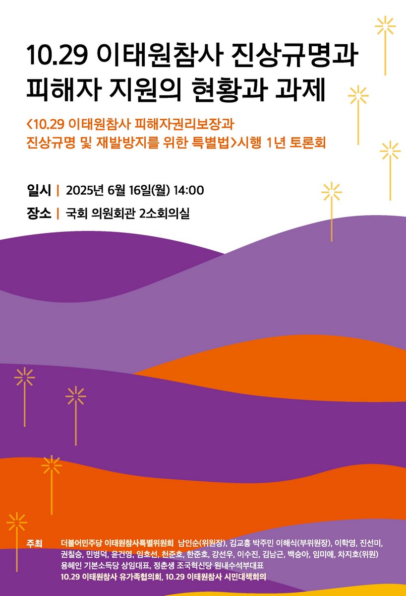 10.29 이태원참사 진상규명과 피해자 지원의 현황과 과제 [전자자료] : 〈10.29 이태원참사 피해자권리보장과 진상규명 및 재발방지를 위한 특별법〉시행 1년 토론회