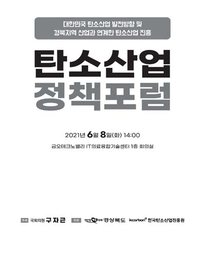 탄소산업 정책포럼 [전자자료] : 대한민국 탄소산업 발전방향 및 경북지역 산업과 연계한 탄소산업 진흥