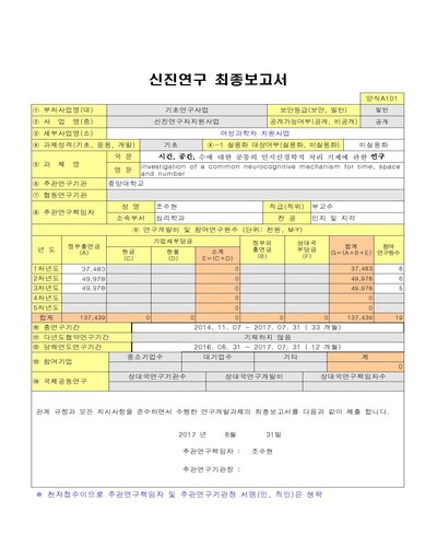 시간, 공간, 수에 대한 공통의 인지신경학적 처리 기제에 관한 연구 [전자자료]