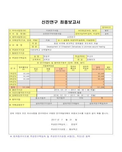 창상 치유에 효과적인 엔케팔린 유도체의 개발 [전자자료]
